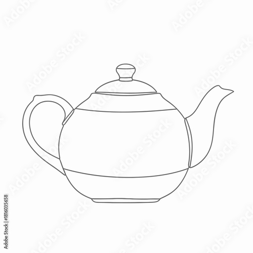Elegant teapot line art showcasing minimalistic design and graceful curves for tea time bliss