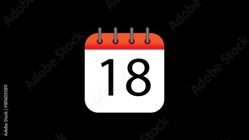 4K Animated [COLOR] Calendar Icon Date Element Reveal (Business, Event, Time Management)