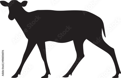 A detailed silhouette illustration of a graceful deer standing in profile, perfect for nature and wildlife themes