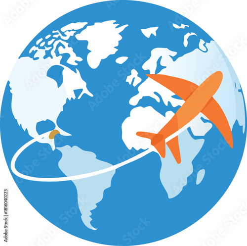 An airplane is flying over the earth symbolizing global travel and connection