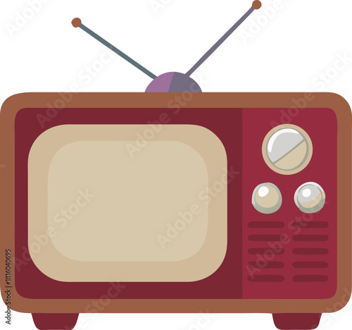 A charming illustration depicts a retro television set with rabbit ear antennas visible