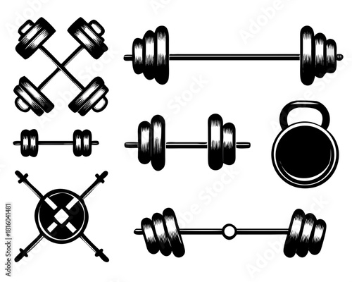 barbell icon set, vector illustration on white background