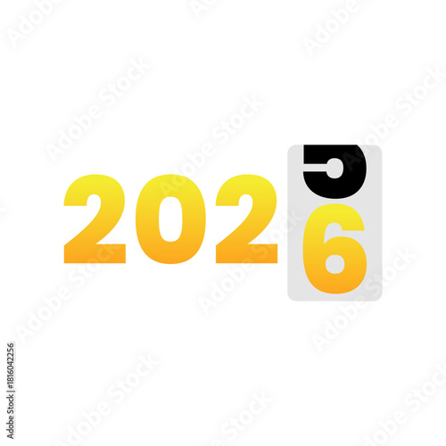 Shiny 2026 Typography with Holiday Decorations and Gold Gradient