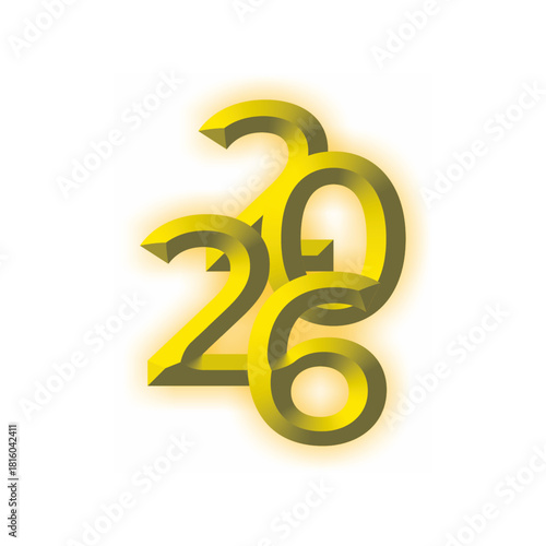Minimalist 2026 Gold Numbers with Hanging Christmas Icons