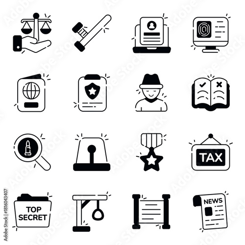 Set of Law Solid   Icons 