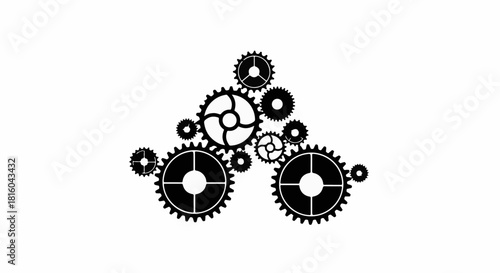 Intricate network of interlocking gears symbolizing complex machinery and teamwork.