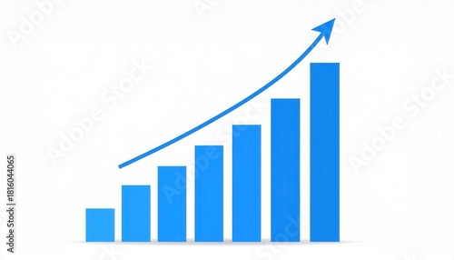 Free Download A blue bar graph illustrating growth trends with an upward arrow, symbolizing progress and success in a business context. - GFXLoad