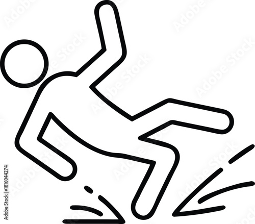 A simple line drawing depicts a person in the process of falling down