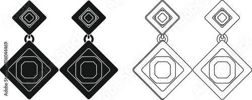 Geometric diamond earrings in black and white a design comparison
