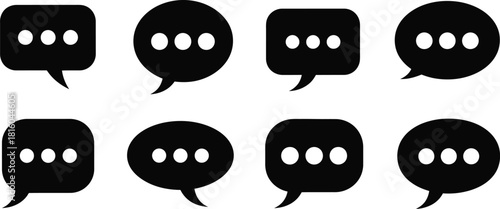 A collection of simple black speech bubbles in various arrangements