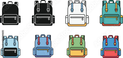 A collection of colorful backpacks in various styles and shades