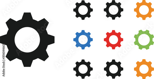 Colorful gear icons representing settings mechanisms and system configurations