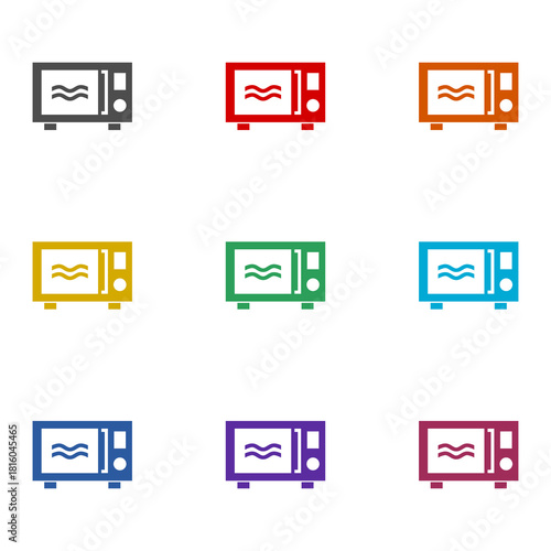 Microwave oven flat icon isolated on white background. Set icons colorful