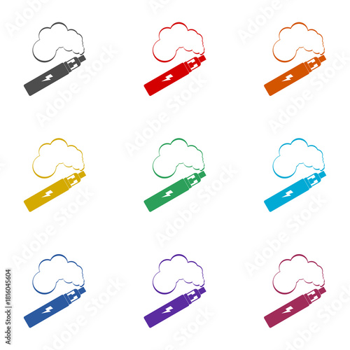 Vaping icon isolated on white background. Set icons colorful