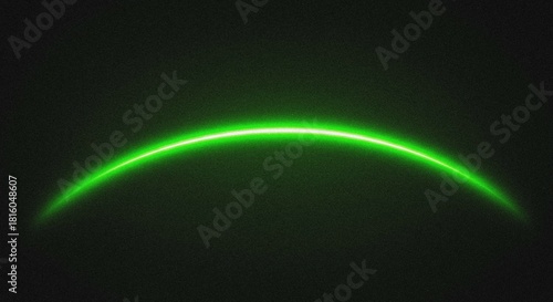 Luminous neon green arc creating a futuristic abstract light effect with a subtle grainy gradient texture on a dark background, embodying energy and digital aesthetics
