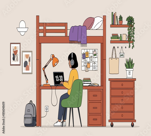 Illustration of an illustration depicting a stylish person with dreadlocks in a blue suit jacket, exhaling smoke from a cigarette, portraying a moment of contemplation or relaxation