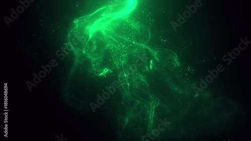 Wallpaper Mural Ethereal green smoke gracefully drifting in the dark, creating a mysterious and captivating abstract design perfect for atmospheric effects Torontodigital.ca