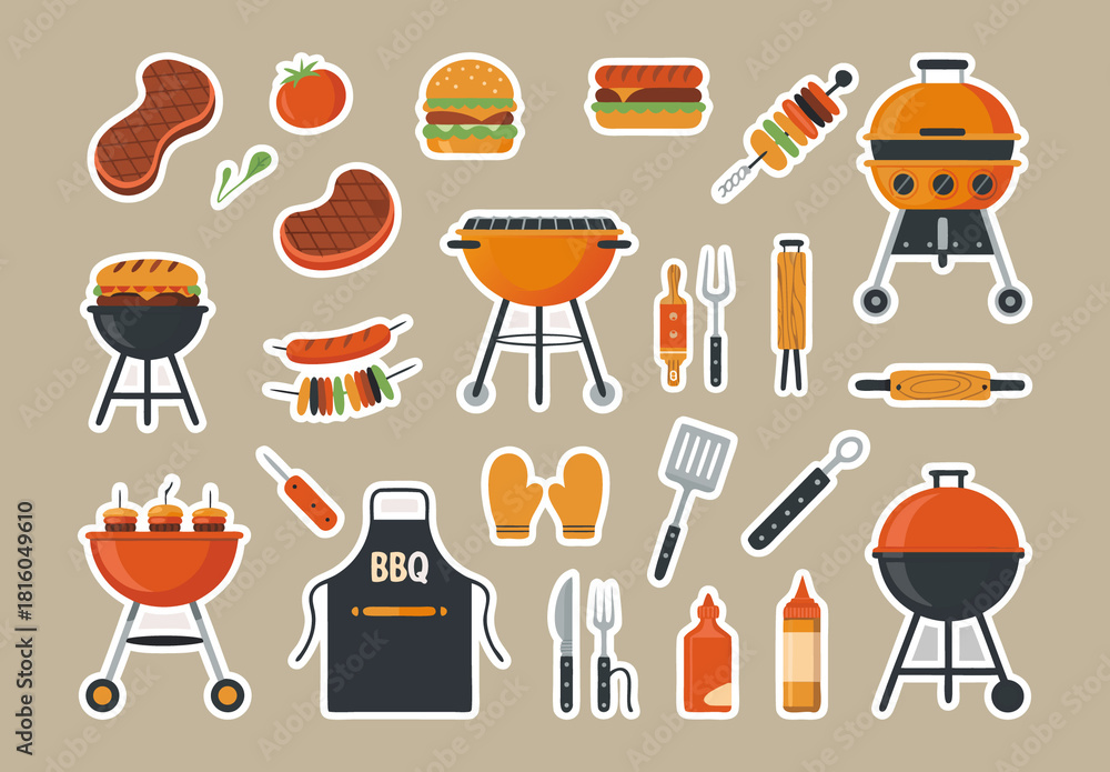 BBQ Grill Sticker Design Layout Stock Template | Adobe Stock