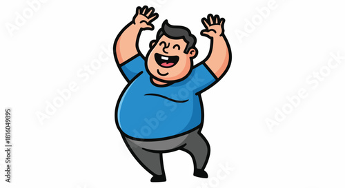 Enthusiastic Man Cheering with Arms Raised in Celebration