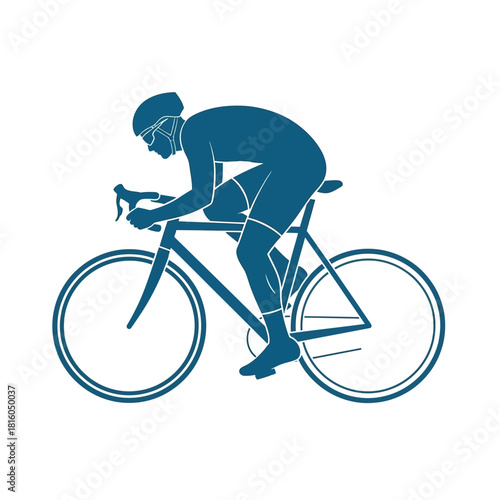 Dynamic cyclist in intense motion silhouette, showcasing speed and endurance, athletic discipline