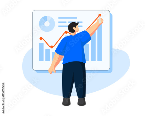 Digital investment illustration, modern financial growth strategy. Professional business analysis vector, with futuristic flat design style.