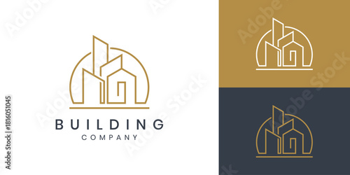 Modern minimalist building company logo design