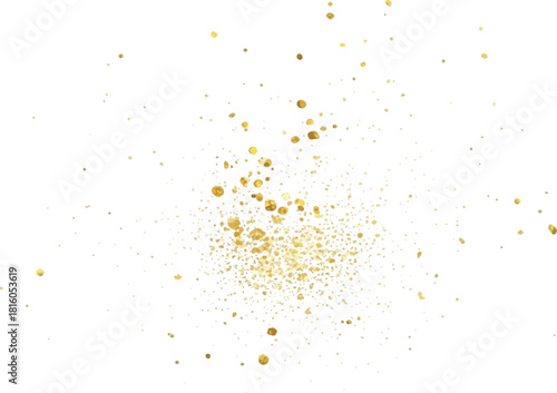 Gold paint splatter abstract golden glitter explosion isolated design element for backgrounds and festive decorations