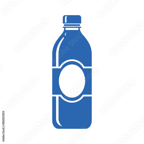 Simple blue bottle illustration with blank label area offering versatile design possibilities