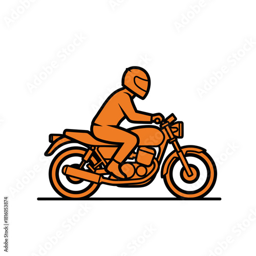 Stylized motorcycle rider illustration embodying speed and simple transportation concepts