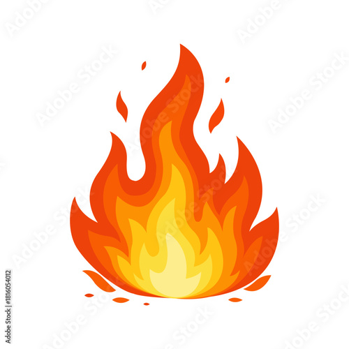 A detailed fire illustration with layered orange-to-yellow gradients, creating a dynamic flame effect. Perfect for energy concepts, heat icons, warnings, and visual highlights.