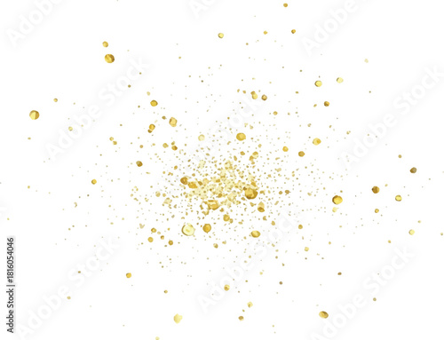 Golden glitter splash abstract sparkling particles on white background festive decoration element