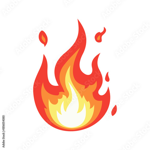 A flame illustration with expressive swirling licks of fire, featuring dynamic curves and vivid orange-yellow tones. Suitable for energetic logos, power visuals, heating concepts, or dramatic elements