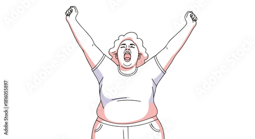 Woman Celebrating Success with Arms Raised in Victory