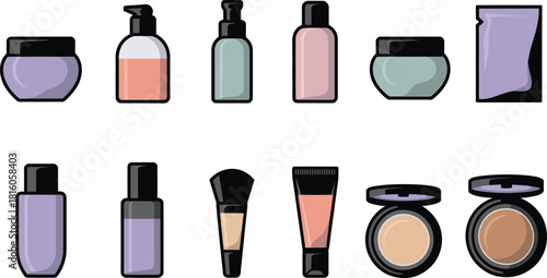 Cosmetic Product Packaging Vector Set .