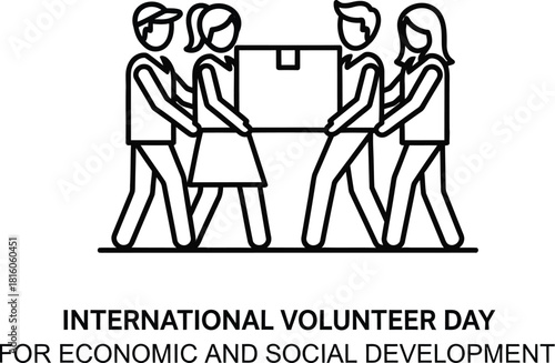 Vector art of International Volunteer Day illustration of volunteers working together 