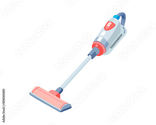 Blue plastic vacuum cleaner equipment for floor cleaning, isolated on white background