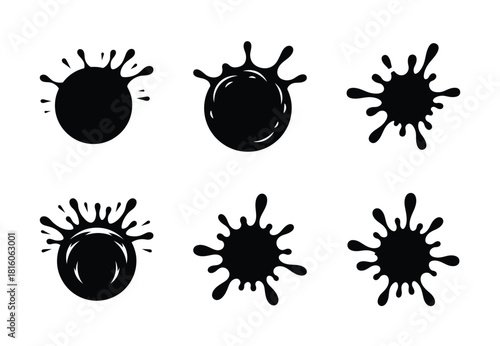 christmas snowball splatter silhouette icon set collection with spiral and solid styles