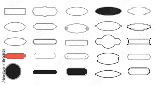 Large collection of various vintage frames and labels in different shapes and styles perfect for text and design elements.