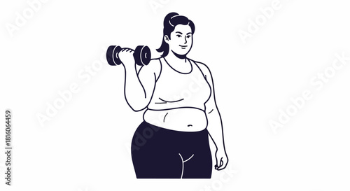 Woman Lifting Dumbbell in Workout Training Session