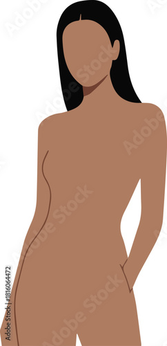 Elegant minimalist vector illustration of a woman's silhouette, emphasizing diversity, body positivity, and abstract modern beauty in design