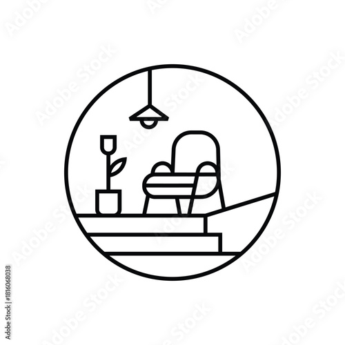 living room interior with chair logo icon