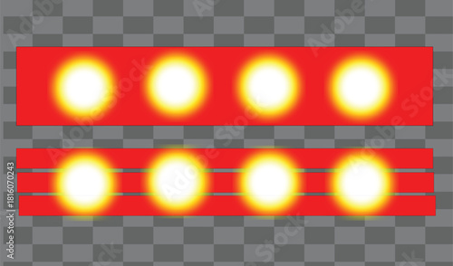 Rectangular array of bright red glowing LED lights