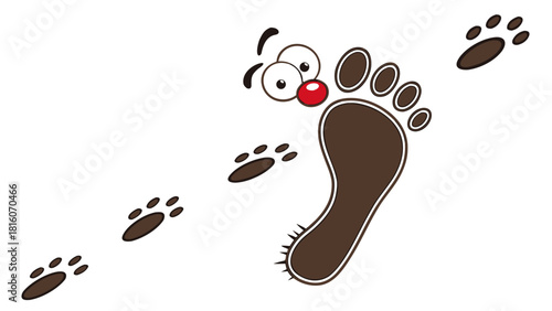 Paint the child’s foot brown and stamp → add googly eyes & red nose.