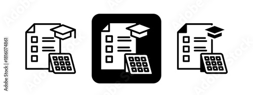 Curriculum Solid color and black line drawing vector illustration set