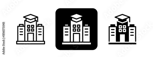 Campus Solid color and black line drawing vector illustration set