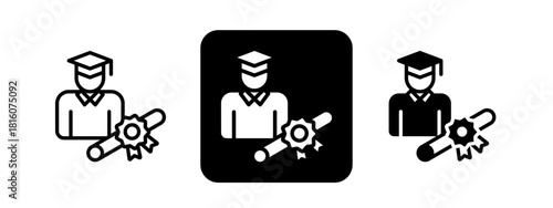 Behavior Solid color and black line drawing vector illustration set