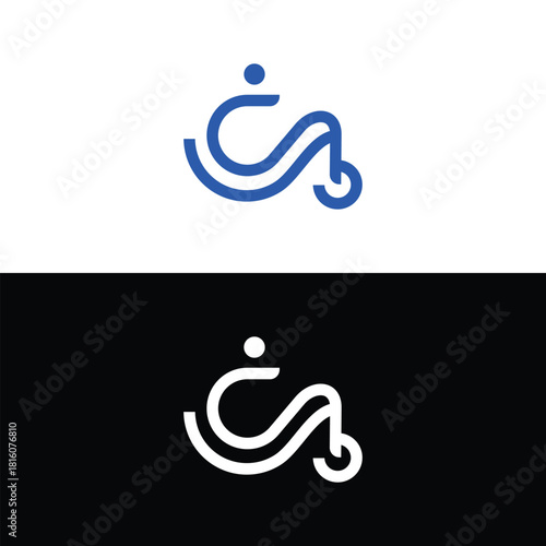 Illustration of a person in a wheelchair symbol