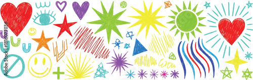 Colorful Hand Drawn Doodle Elements heart