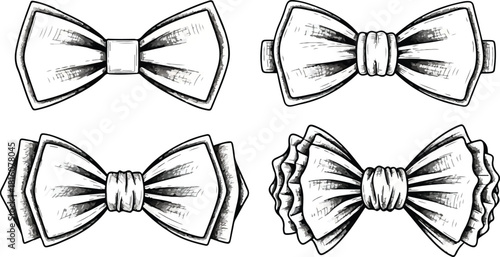 Four Hand Drawn Bow Tie Styles bowtie necktie