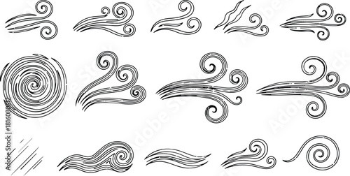 Hand Drawn Wind and Swirl Illustrations breeze flow
